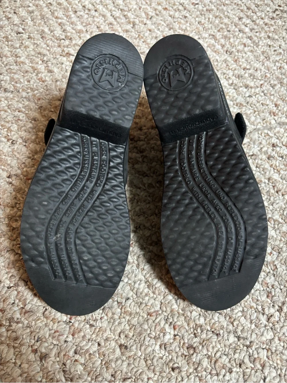 Mephisto Black Adjustable Strap Sandals